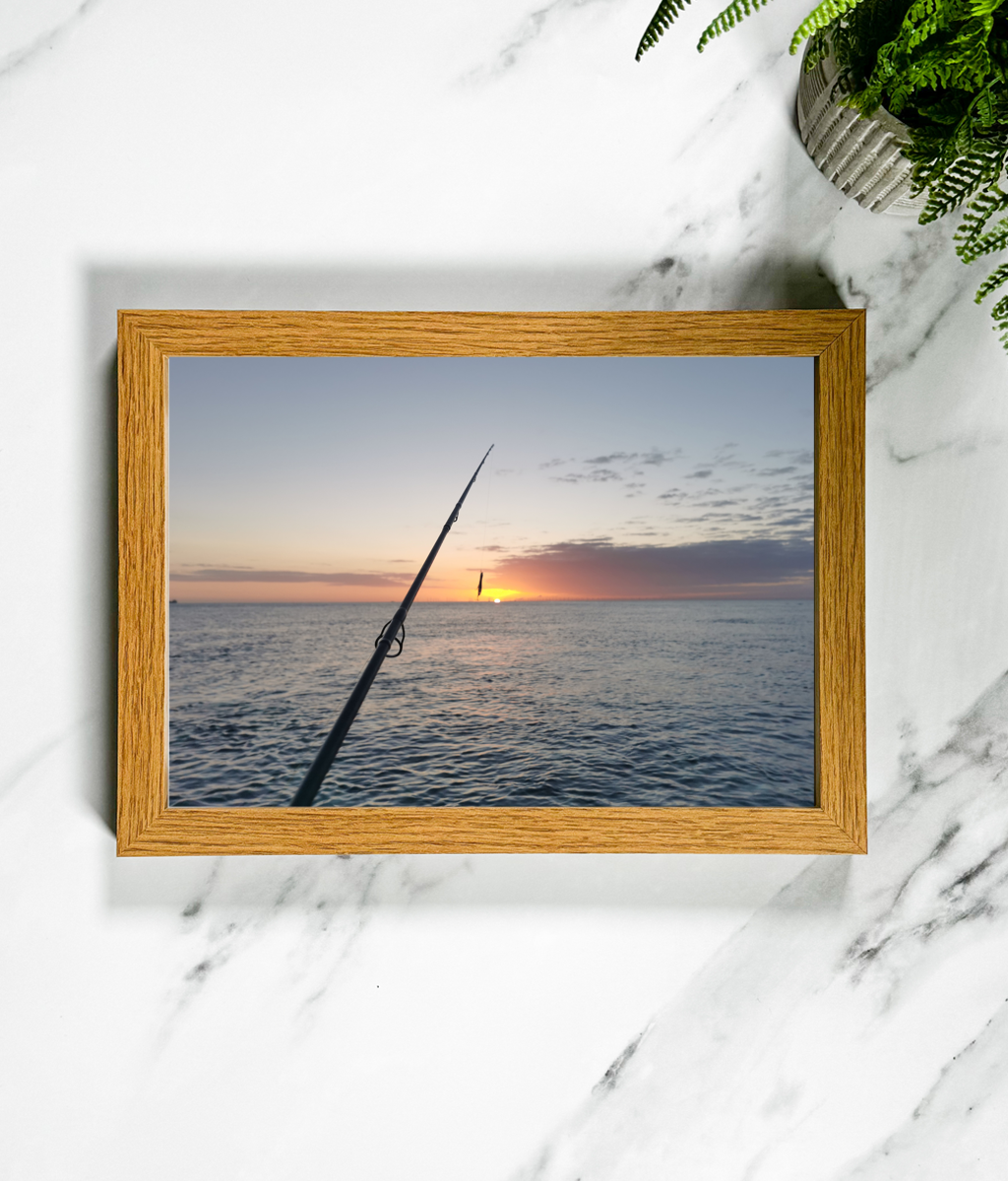 Landscape Framed Art - Sunset Fishing