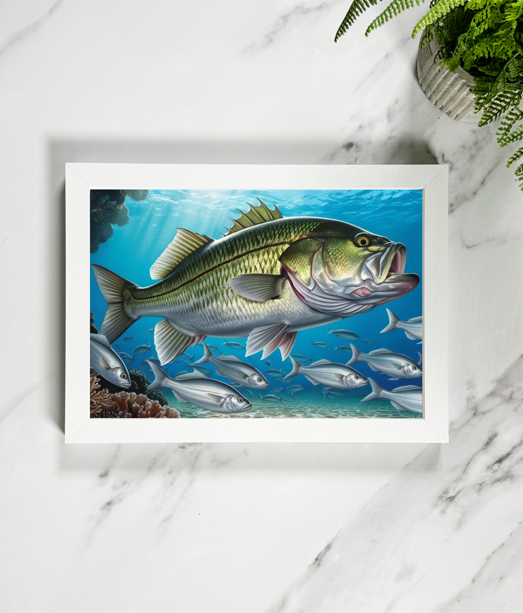 Landscape Framed Art Print - Bass On The Feed