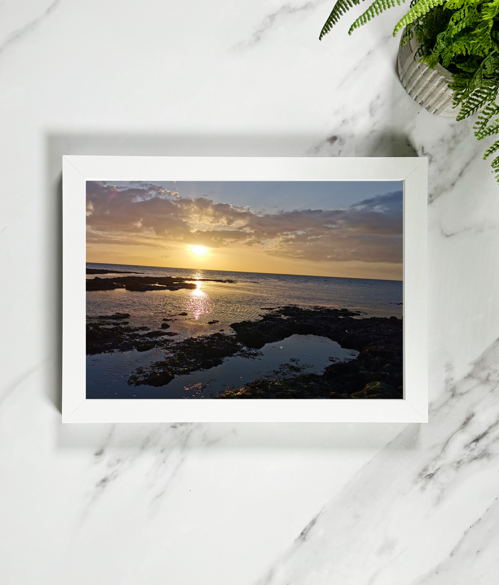 Landscape Framed Art Print - Sunset Low Tide Margate
