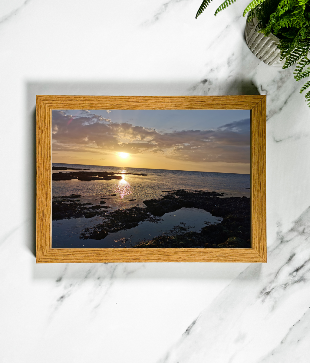 Landscape Framed Art Print - Sunset Low Tide Margate