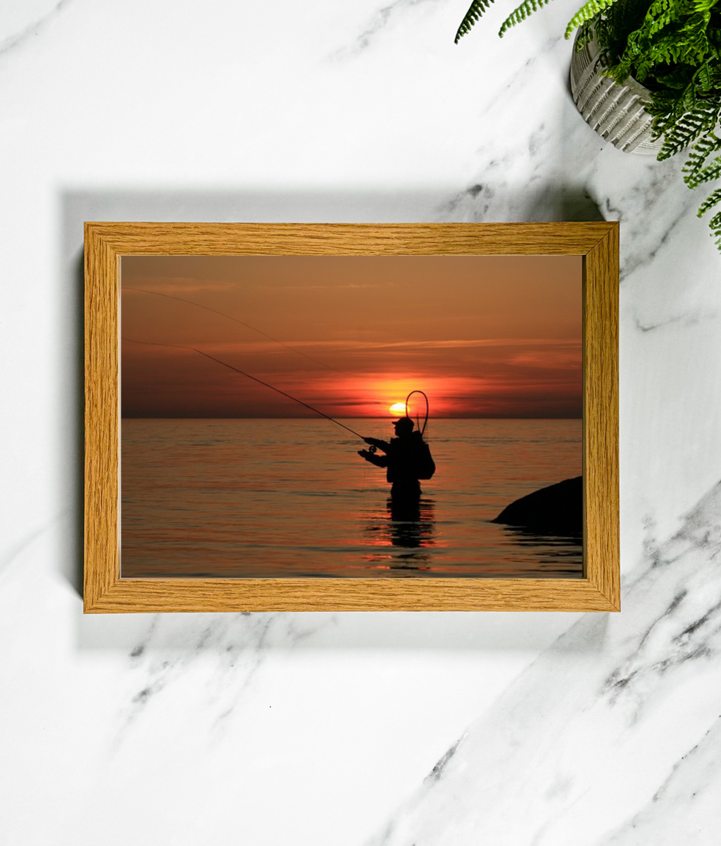 Landscape Framed Art - Sunset Fishing