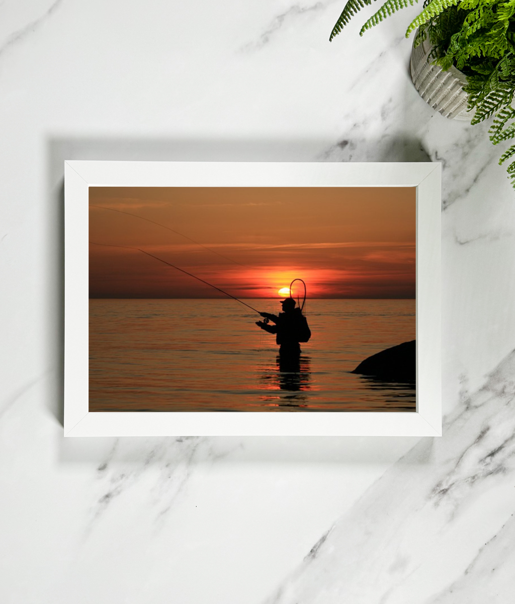 Landscape Framed Art - Sunset Fishing
